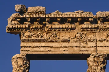 Entablature of a portico in the courtyard, Sanctuary of Jupiter Heliopolitanus, High Imperial Period